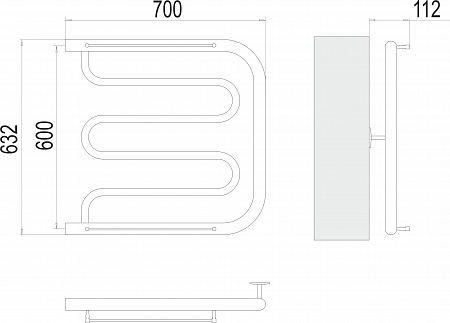 Фокстрот БШ 600х700 Полотенцесушитель  TERMINUS Хабаровск - фото 3