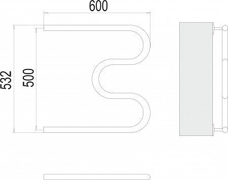 М-обр AISI 32х2 500х600 Полотенцесушитель  TERMINUS Хабаровск - фото 3