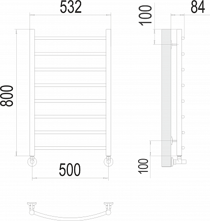 Классик П8 500х800 Полотенцесушитель  TERMINUS Хабаровск - фото 3