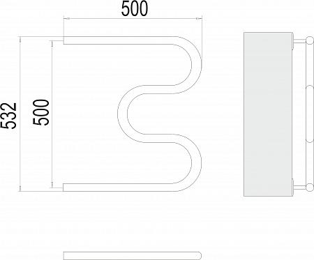 М-обр AISI 32х2 500х500 Полотенцесушитель  TERMINUS Хабаровск - фото 3