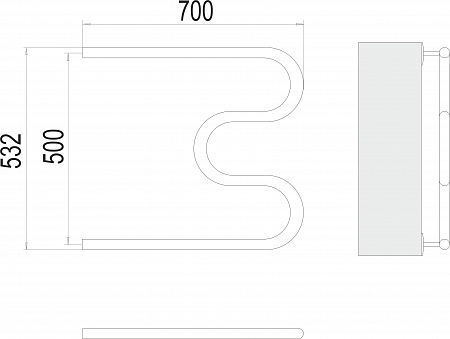 М-обр AISI 32х2 500х700 Полотенцесушитель  TERMINUS Хабаровск - фото 3