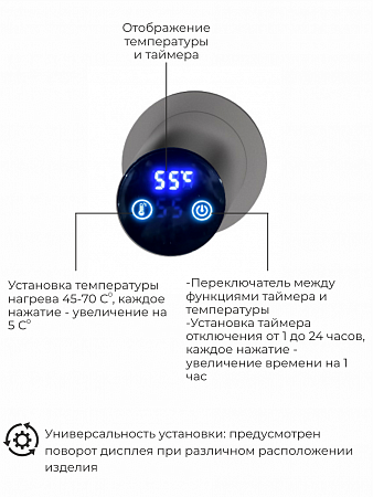 Рондо П2 350х760 электро Полотенцесушитель TERMINUS Оружейная сталь Хабаровск - фото 5