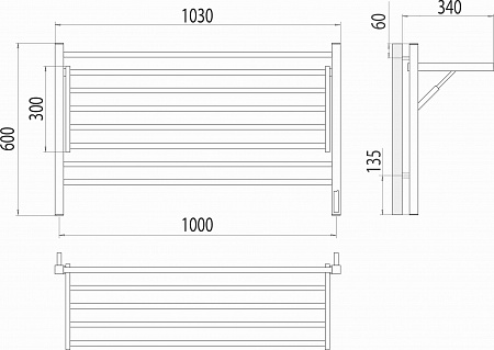 Горизонт П8 1000х600 электро КС ЧЕРНЫЙ МУАР (sensor quick touch) Полотенцесушитель TERMINUS Хабаровск - фото 5